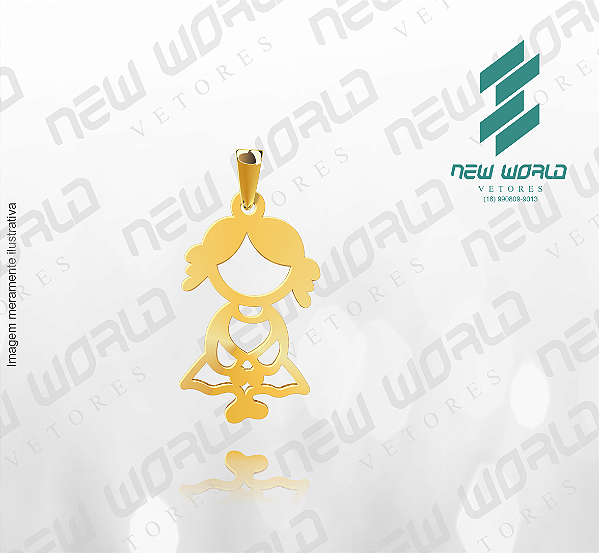 Arquivo de Pingente Menina Vazado- Formato DXF - Tamanho 20 mm
