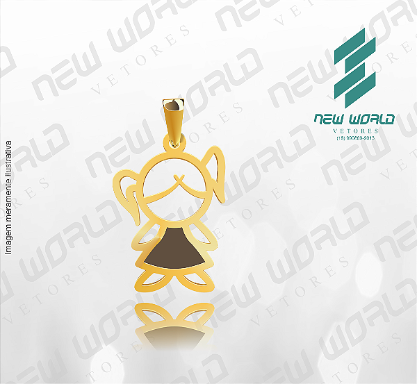Arquivo de Pingente Menina Vestido - Formato DXF - Tamanho 20 mm