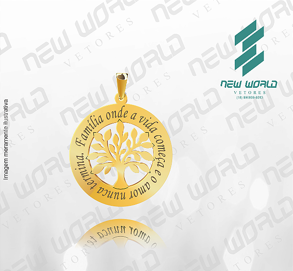Arquivo de Pingente Árvore da Vida com Frase - Formato DXF - Tamanho 30 mm