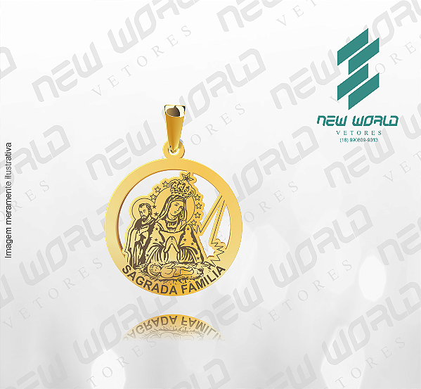 Arquivo de Pingente Sagrada Família Vazado com Nome - Formato DXF - Tamanho 30 mm