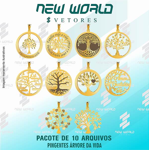 Pacote de Arquivos para Pingentes Árvore da Vida - Formato DXF - Tamanho 30 mm