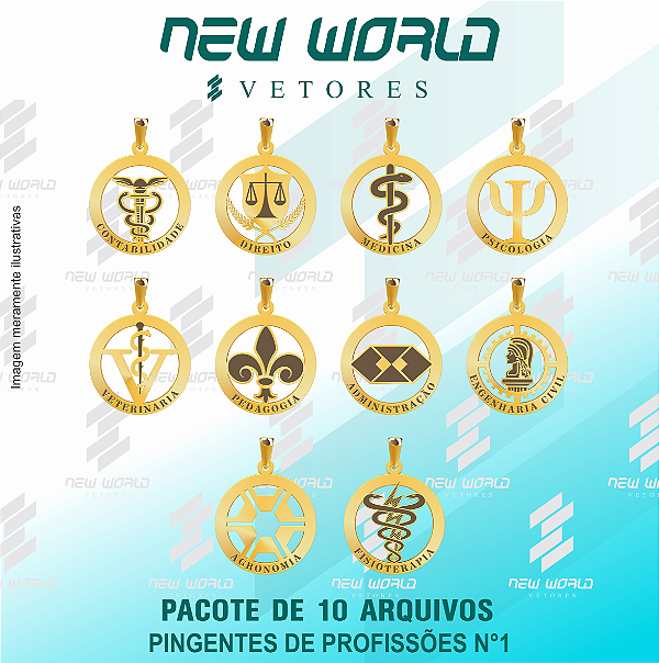 Pacote de Arquivos para Pingentes Profissões N°1 - Formato DXF - Tamanho 30 mm