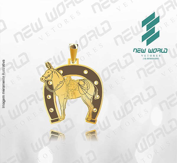 Arquivo de Pingente Ferradura com Mula - Formato DXF - Tamanho 30 mm