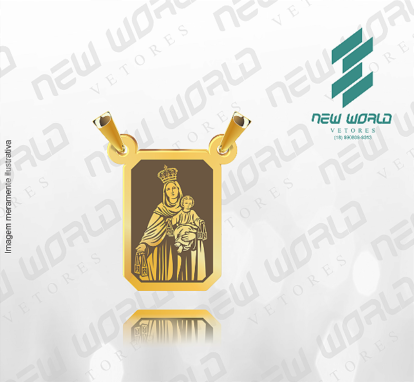 Arquivo de Pingente Escapulário Nossa Senhora do Carmo - Formato DXF - Tamanho 15 mm