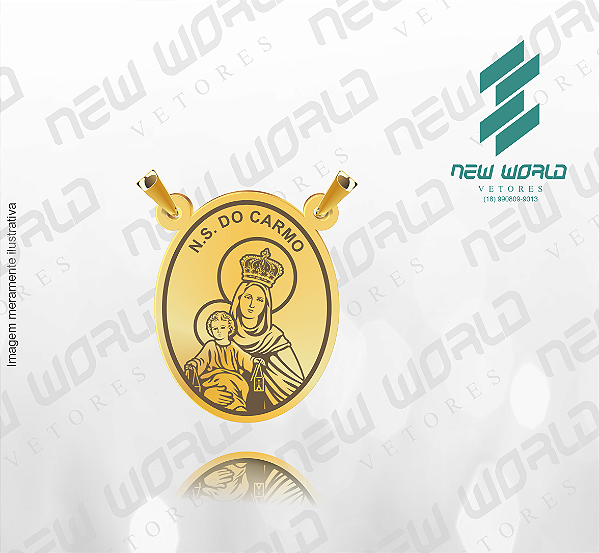 Arquivo de Pingente Escapulário Oval Nossa Senhora do Carmo - Formato DXF - Tamanho 20 mm