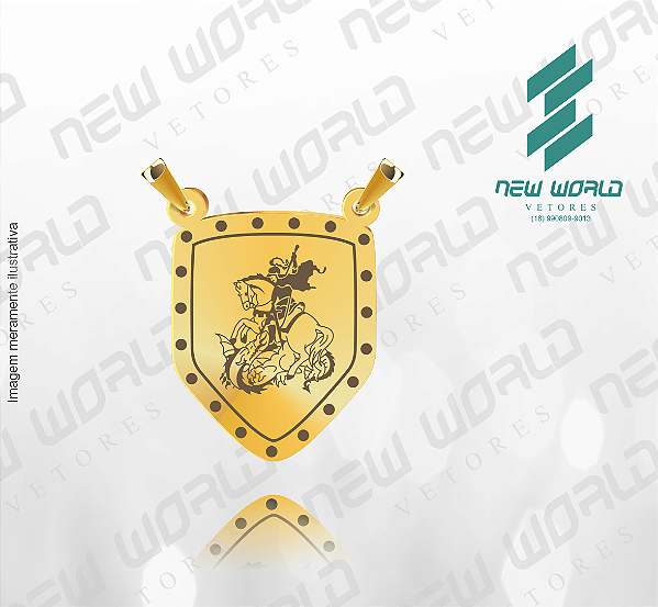 Arquivo de Pingente Escapulário São Jorge 1 - Formato DXF - Tamanho 20 mm