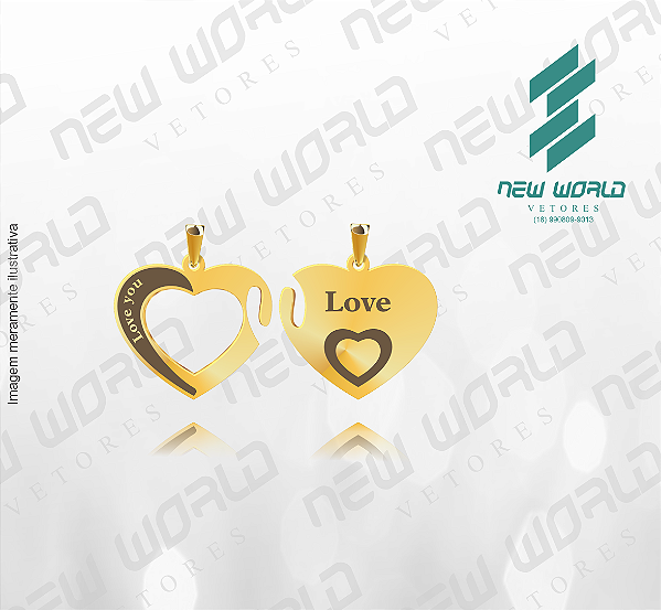 Arquivo de Pingente 2 Corações Love - Formato DXF - Tamanho 30 mm