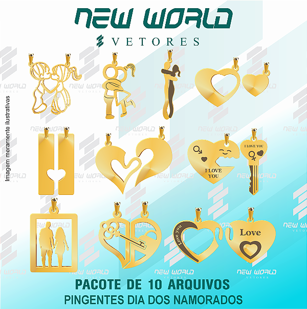 Pacote de Arquivos para Pingentes Dia dos Namorados - Formato DXF - Tamanho 30 mm