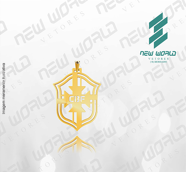 Arquivo de Pingente Escudo da Seleção Brasileira Vazado - Formato DXF - Tamanho 20 mm
