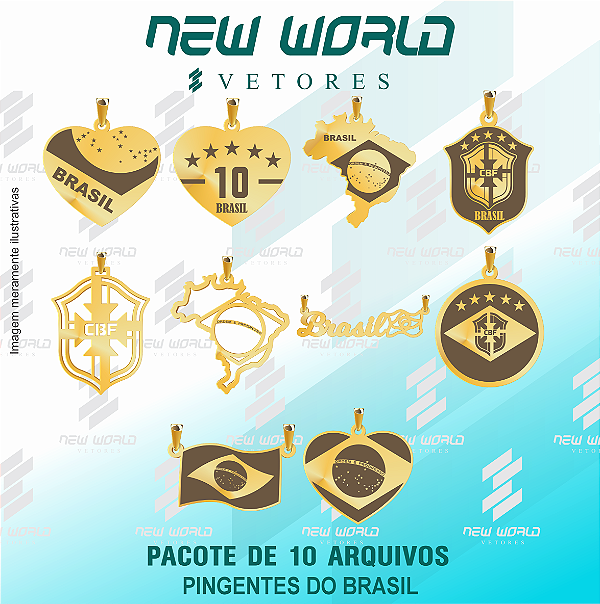 Pacote de Arquivos para Pingentes do Brasil - Formato DXF - Tamanho 20 mm