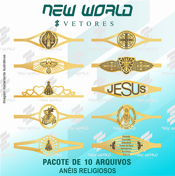 Pacote de Arquivos para Anéis Religiosos - Formato DXF - Tamanho 60 mm