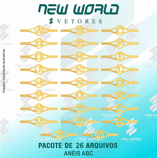 Pacote de Arquivos de Anéis Caixa Oval de Letras - Formato DXF - Tamanho 55 mm