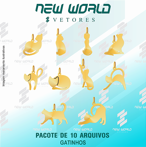 Pacote de Arquivos de Pingente Gatinhos - Formato DXF - Tamanho 30 mm