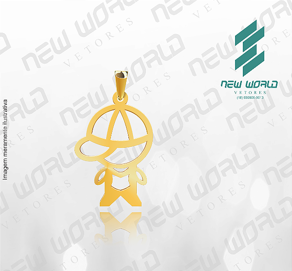 Arquivo de Pingente Menino 1° - Formato DXF - Tamanho 22 mm