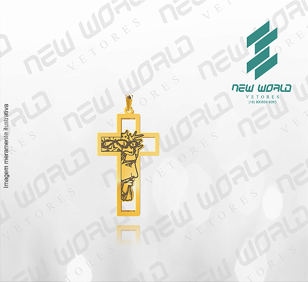 Arquivo de Pingente de Cruz com o Rosto de Jesus- Formato DXF - Tamanho 30 mm
