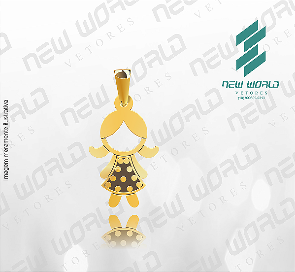 Arquivo de Pingente Menina com Vestido de Bolinhas - Formato DXF - Tamanho 22 mm