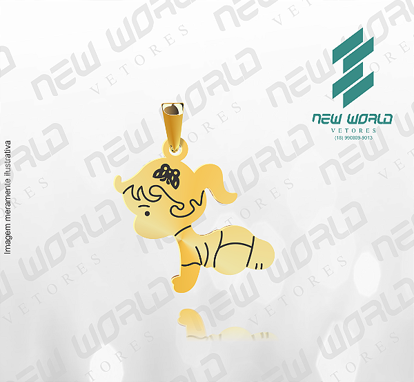 Arquivo de Pingente Menina Bebê - Formato DXF - Tamanho 22 mm