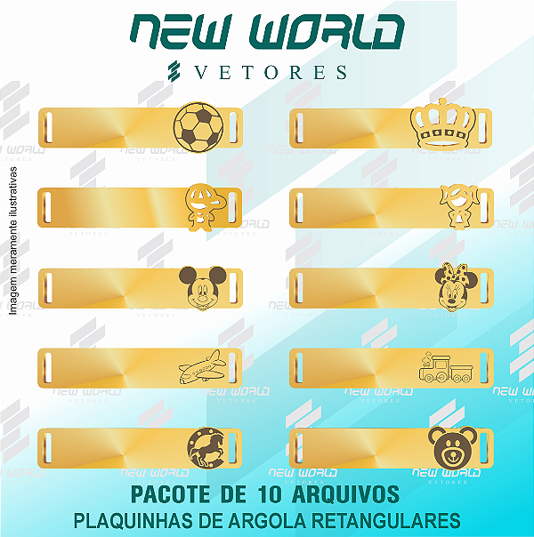 Pacote de Arquivos para Plaquinhas de Argola Retangular - Formato DXF - Tamanho 35 mm