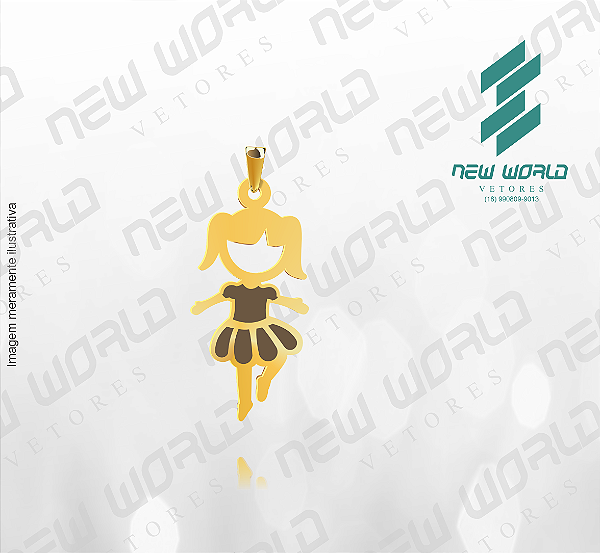 Arquivo de Pingente Menina com Vestido - Formato DXF - Tamanho 20 mm