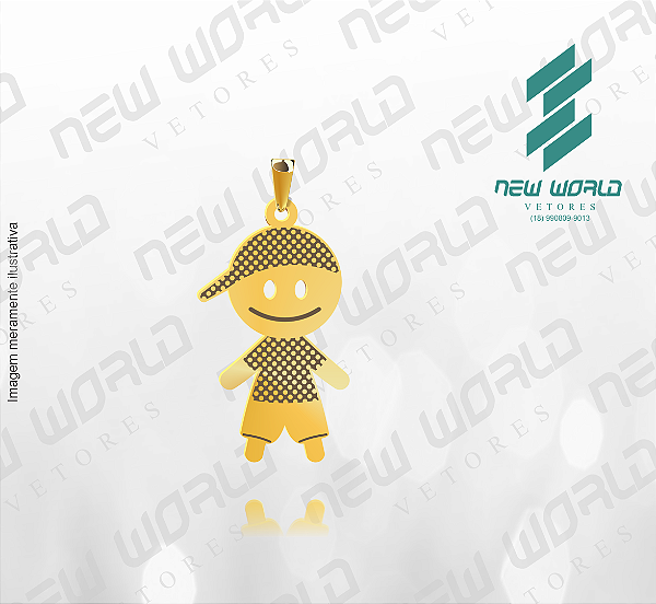 Arquivo de Pingente Menino com Roupa Pontilhada - Formato DXF - Tamanho 20 mm