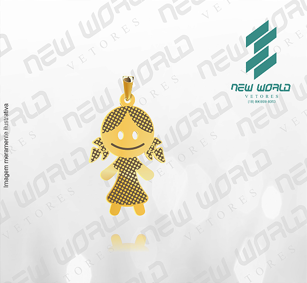 Arquivo de Pingente Menina com Roupa Pontilhada - Formato DXF - Tamanho 20 mm