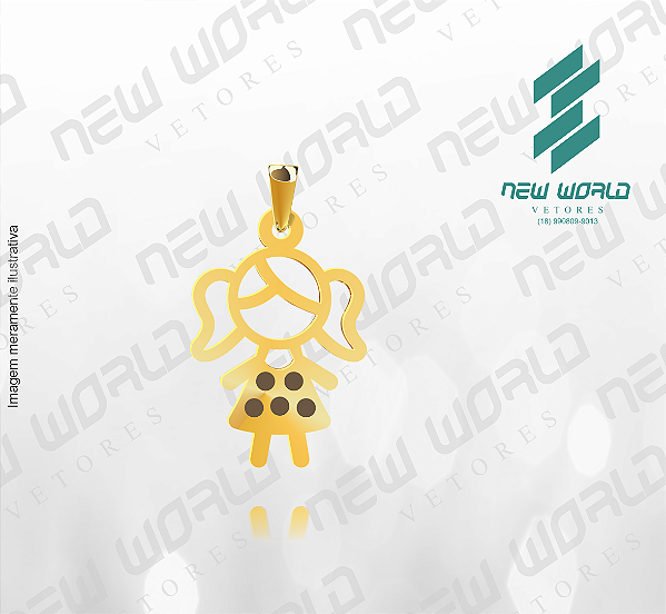 Arquivo de Pingente Menina com Vestido de Bolinhas - Formato DXF - Tamanho 20 mm