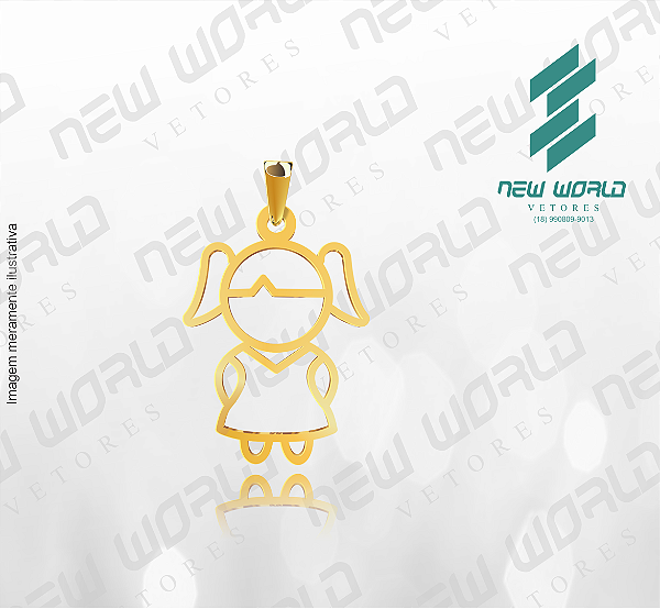 Arquivo de Pingente Menina de Saia - Formato DXF - Tamanho 20 mm