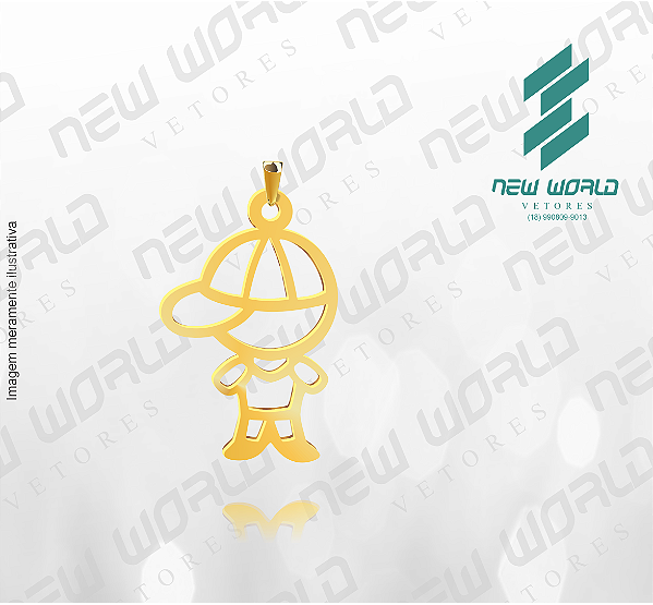 Arquivo de Pingente Menino Boné Vazado - Formato DXF - Tamanho 20 mm
