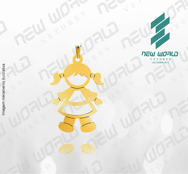 Arquivo de Pingente Menina com Vestido Vazado - Formato DXF - Tamanho 20 mm