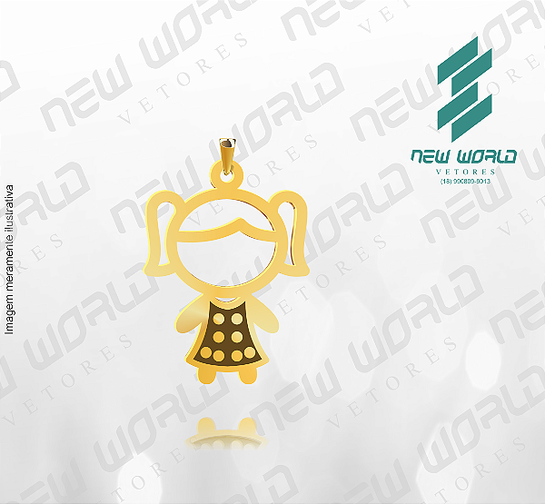 Arquivo de Pingente Menina Vestido com Bolinhas - Formato DXF - Tamanho 20 mm