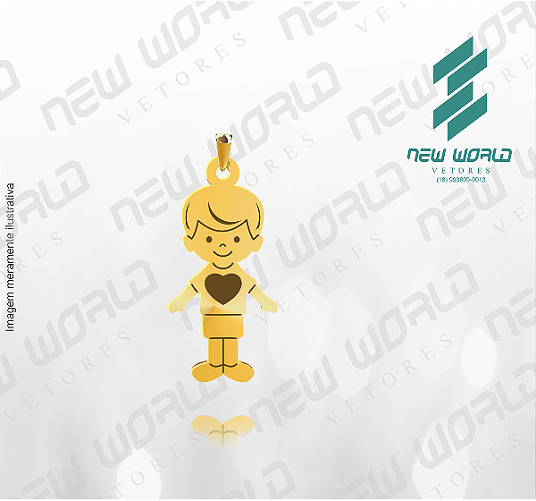 Arquivo de Pingente Menino com Coração - Formato DXF - Tamanho 20 mm