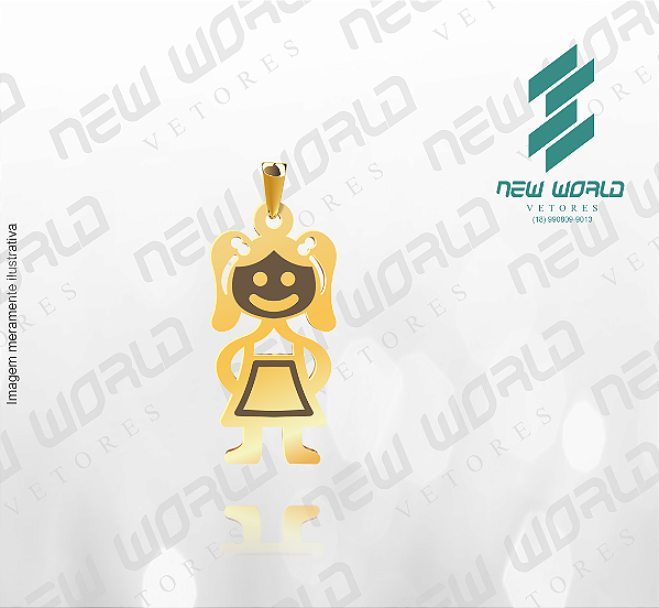 Arquivo de Pingente Menina Sorrindo - Formato DXF - Tamanho 22 mm