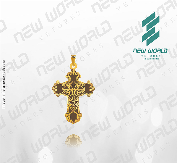 Arquivo de Pingente Cruz com Detalhes em Baixo e Alto Relevo - Formato DXF - Tamanho 30 mm