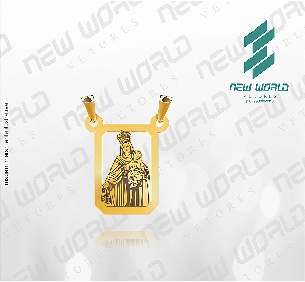 Arquivo de Pingente Escapulário Nossa Senhora do Carmo - Formato DXF - Tamanho 20 mm