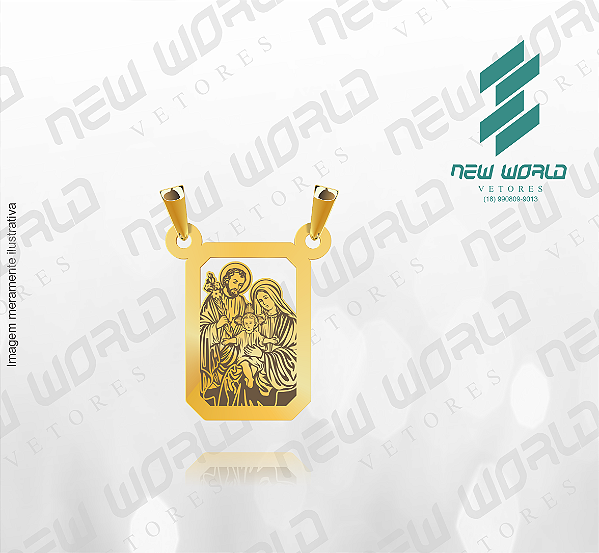 Arquivo de Pingente Escapulário Sagrada Família - Formato DXF - Tamanho 20 mm