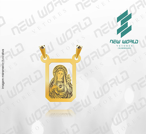 Arquivo de Pingente Escapulário Vazado Sagrado Coração de Maria - Formato DXF - Tamanho 20 mm