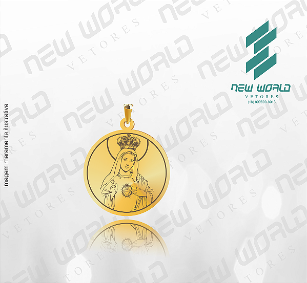 Arquivo de Pingente Sagrado Coração de Maria - Formato DXF - Tamanho 20 mm