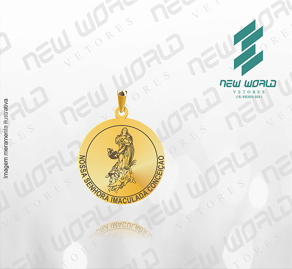 Arquivo de Pingente Senhora Imaculada Conceição com nome - Formato DXF - Tamanho 20 mm