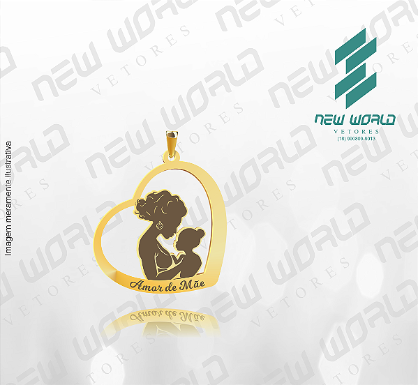 Arquivo de Pingente Coração de Mãe em Baixo Relevo N°3 - Formato DXF - Tamanho 25 mm