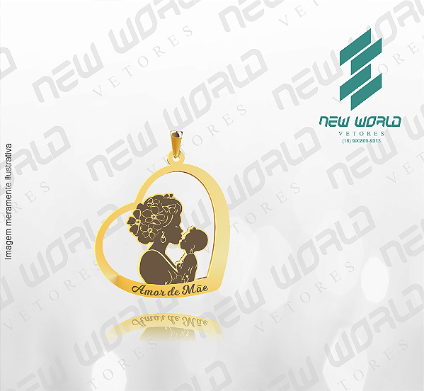 Arquivo de Pingente Coração de Mãe em Baixo Relevo N°4 - Formato DXF - Tamanho 25 mm