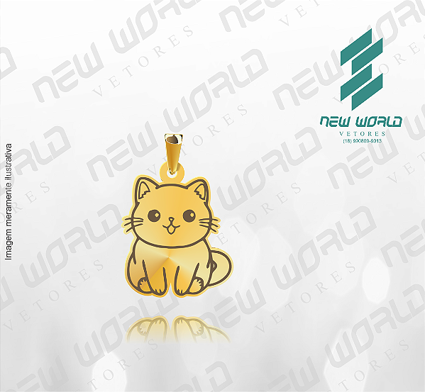 Arquivo de Pingente de Gatinho N°8 - Formato DXF - Tamanho 30 mm