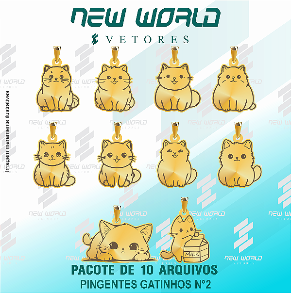 Pacote de Arquivos Pingentes de Gatinhos N°2 - Formato DXF - Tamanho 30 mm