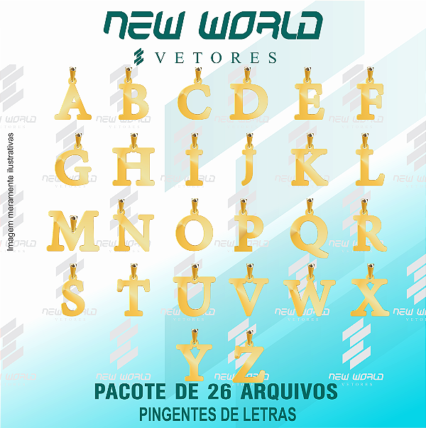 Pacote de Arquivos de Pingentes de Letras - Formato DXF - Tamanho 15 mm
