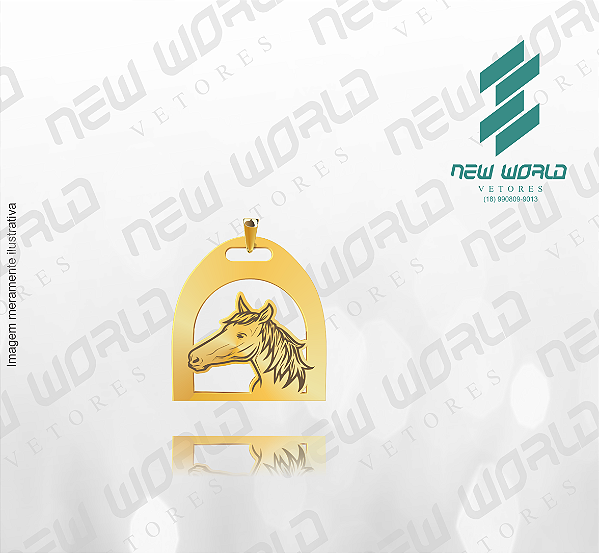 Arquivo de Pingente de Estribo com Cavalo - Formato DXF - Tamanho 30 mm