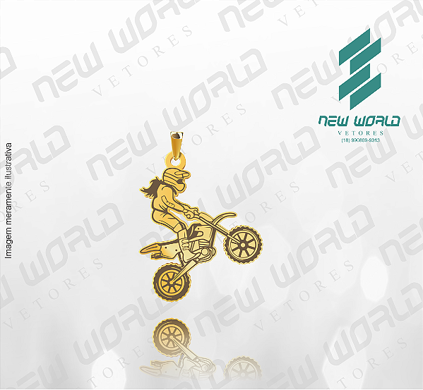 Arquivo de Pingente Motoqueira empinando Moto de Motocross - Formato DXF - Tamanho 30 mm
