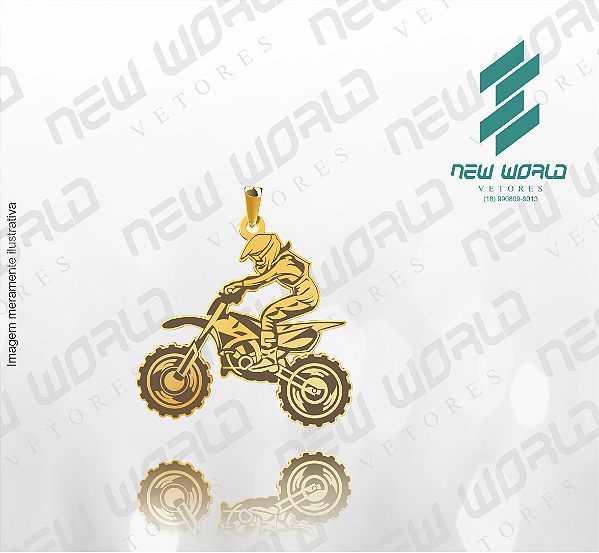 Arquivo de Pingente Motoqueiro empinando Moto de Motocross 2 - Formato DXF - Tamanho 30 mm