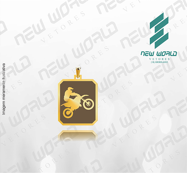 Arquivo de Pingente de Motocross Retangular - Formato DXF - Tamanho 30 mm