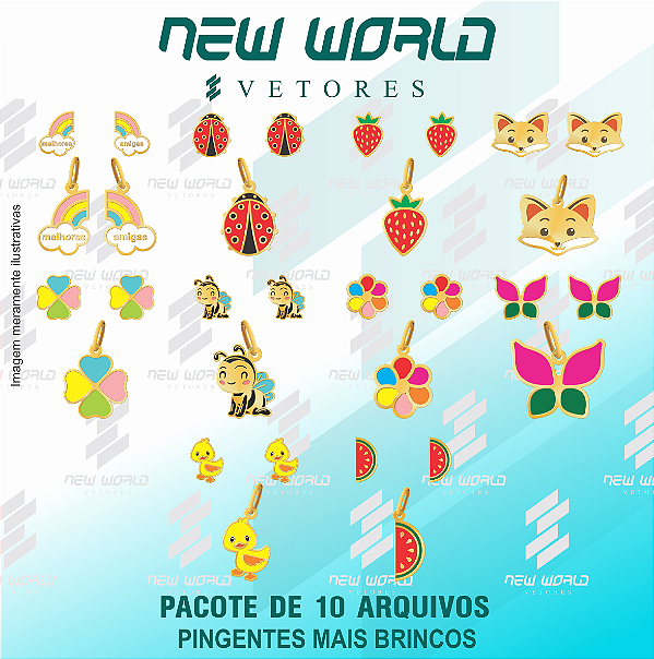Pacote de Arquivos de Pingentes + Brincos Dia das Crianças - Formato DXF - Tamanho 15 mm