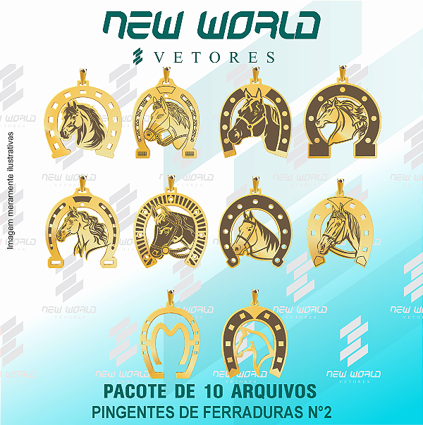 Pacote de Arquivos de Pingente de Ferraduras N°2 - Formato DXF - Tamanho 30 mm