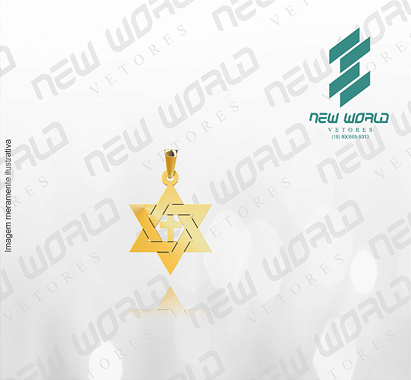 Arquivo de Pingente Estrela de Davi entrelaçada com a Cruz - Formato DXF - Tamanho 25 mm